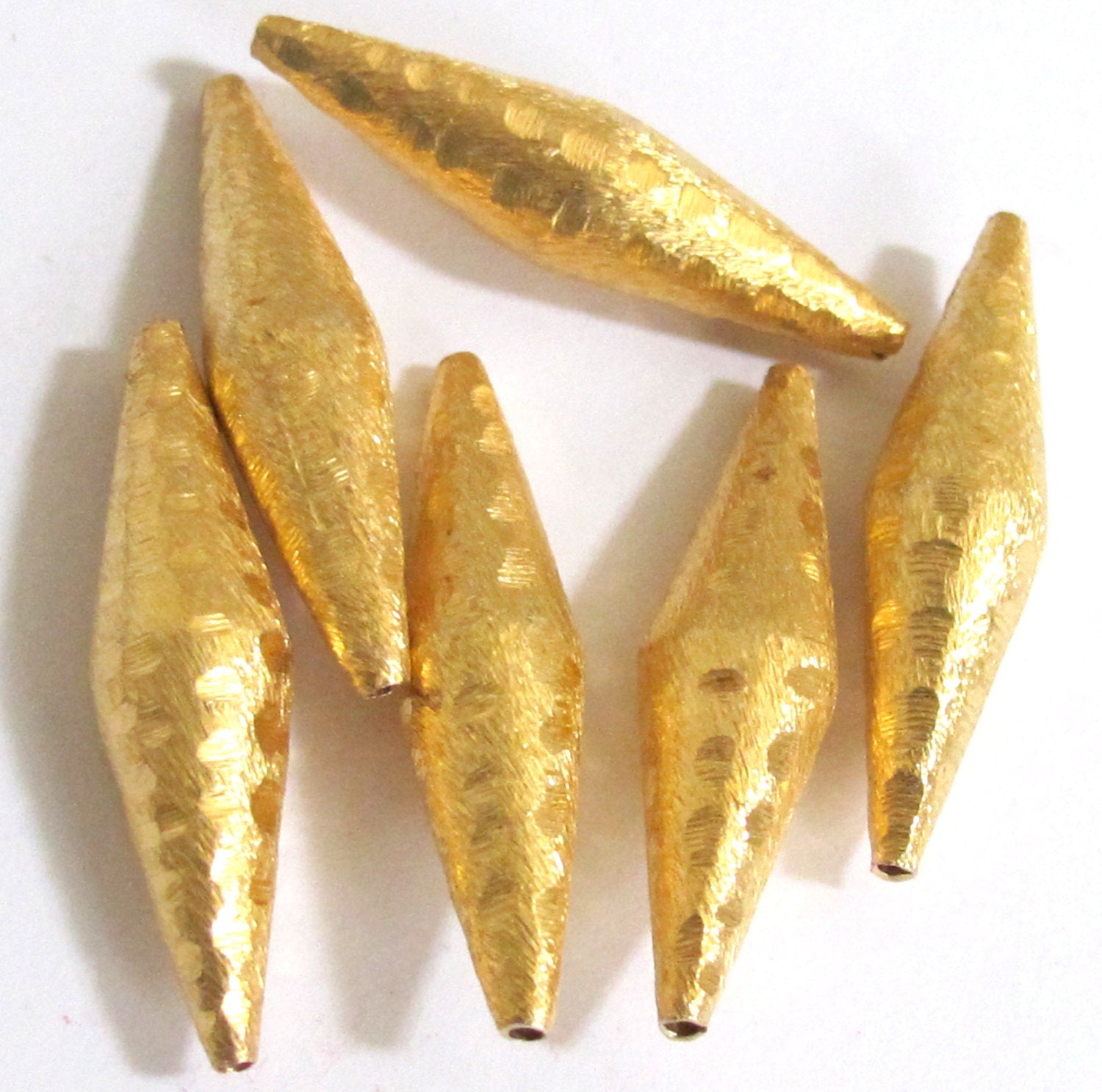 Ethnic Gold color plated long bicone beads - 1 bead - BD562A