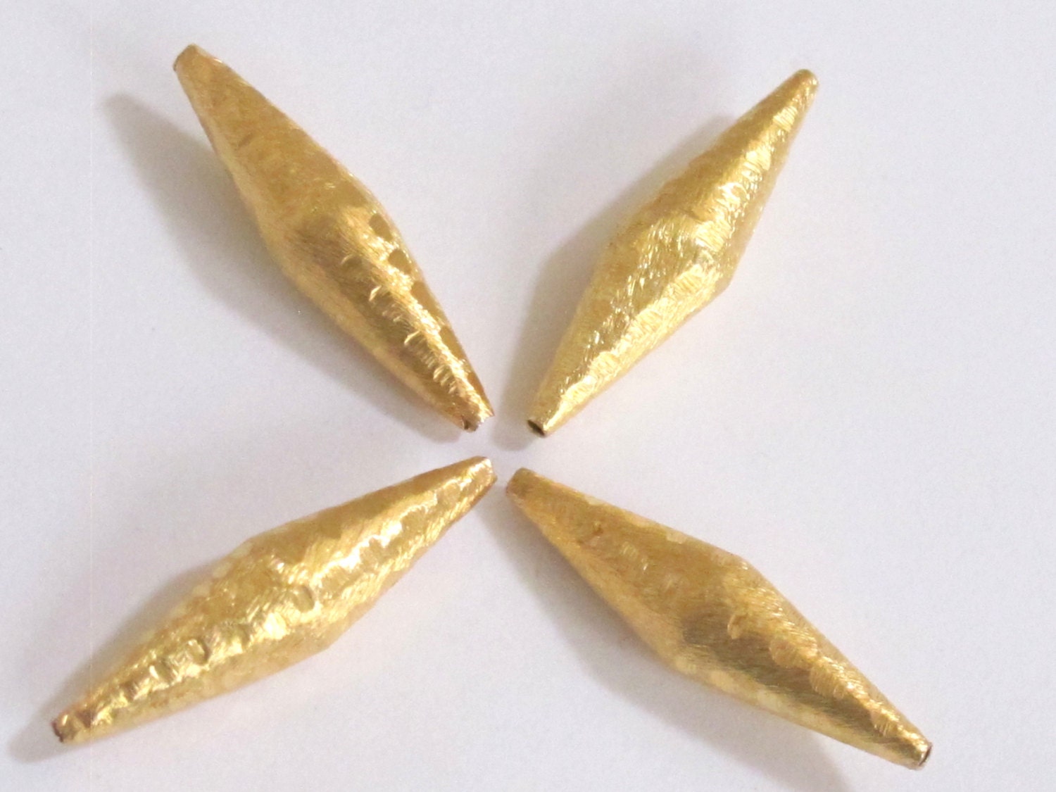 Ethnic Gold color plated long bicone beads - 1 bead - BD562A