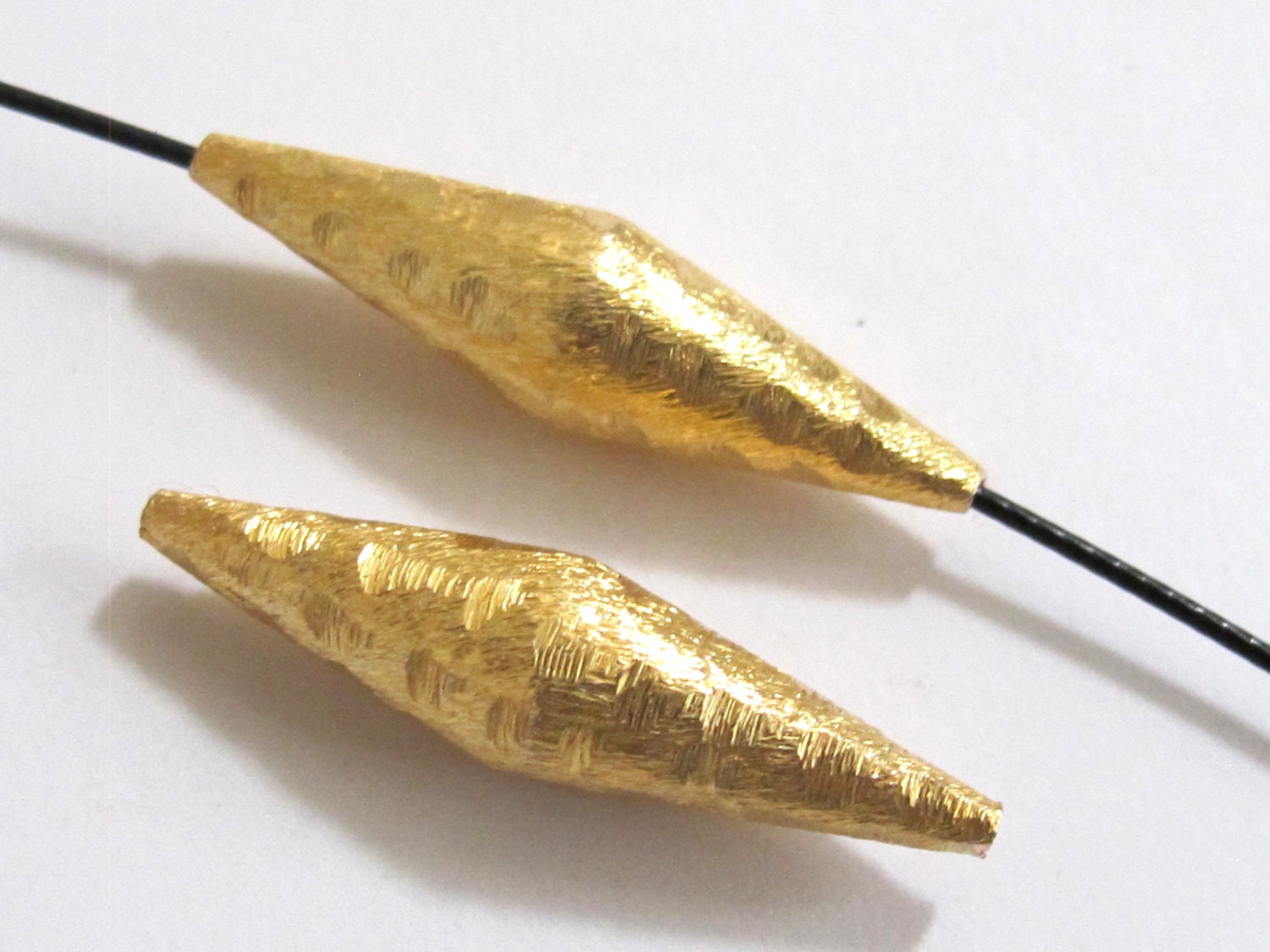 Ethnic Gold color plated long bicone beads - 1 bead - BD562A