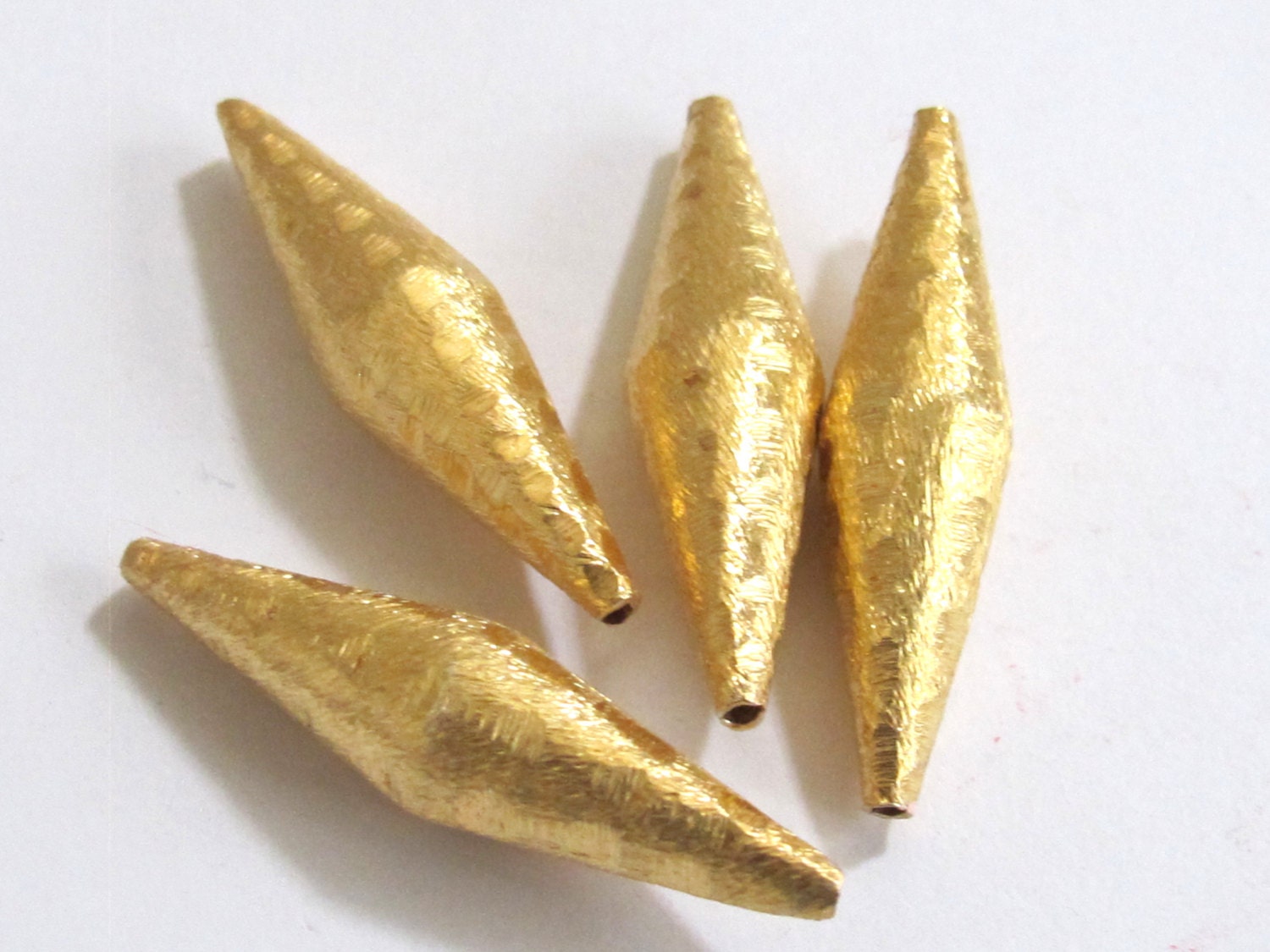 Ethnic Gold color plated long bicone beads - 1 bead - BD562A