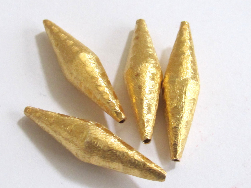 Ethnic Gold color plated long bicone beads - 1 bead - BD562A