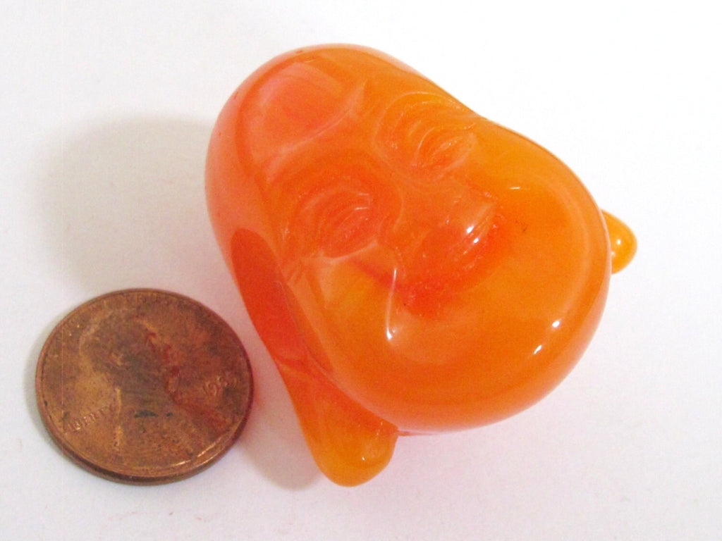 Large bold size yellow tone happy smiling Buddha focal pendant bead - BD561A