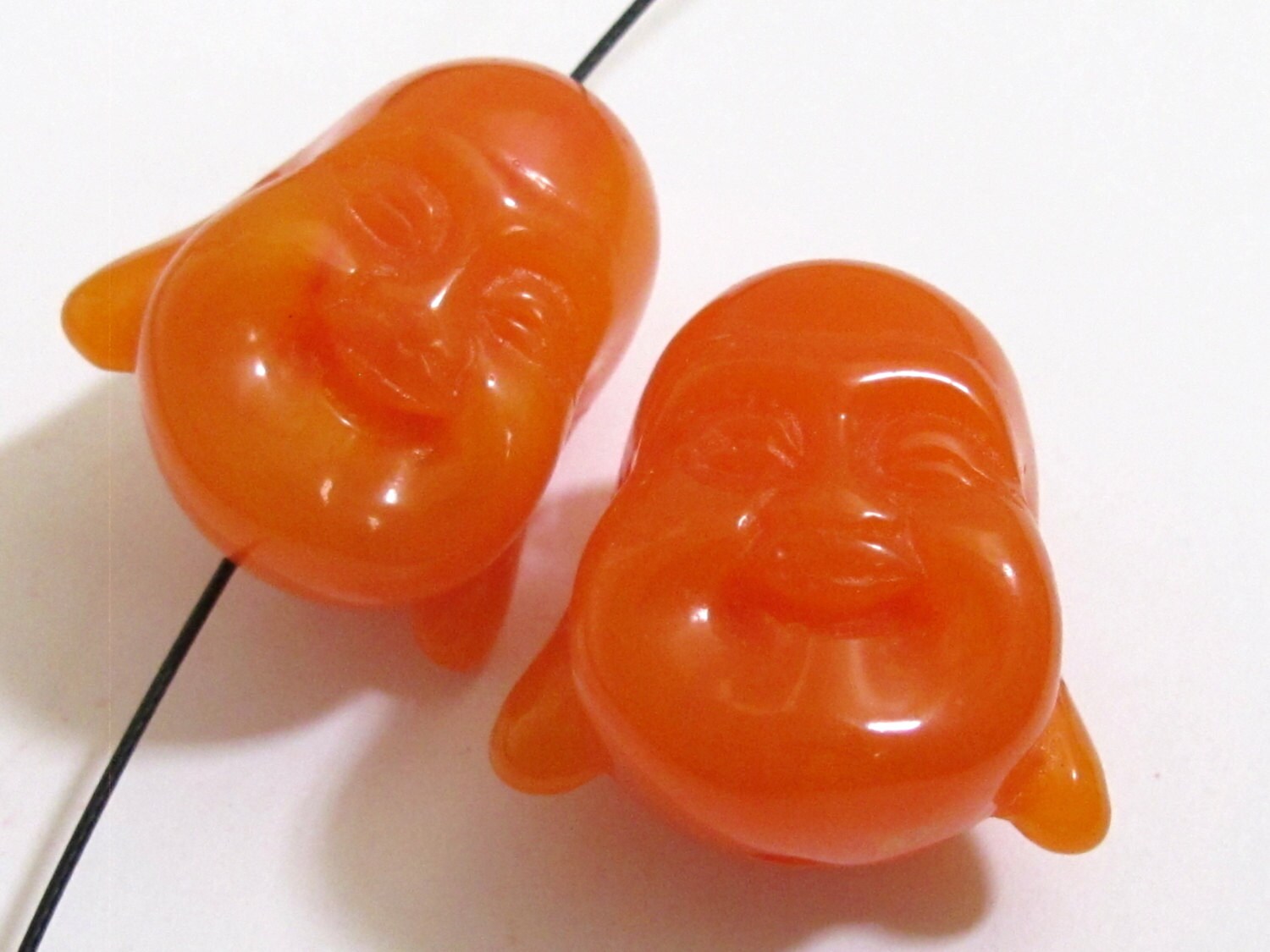 Large bold size yellow tone happy smiling Buddha focal pendant bead - BD561A