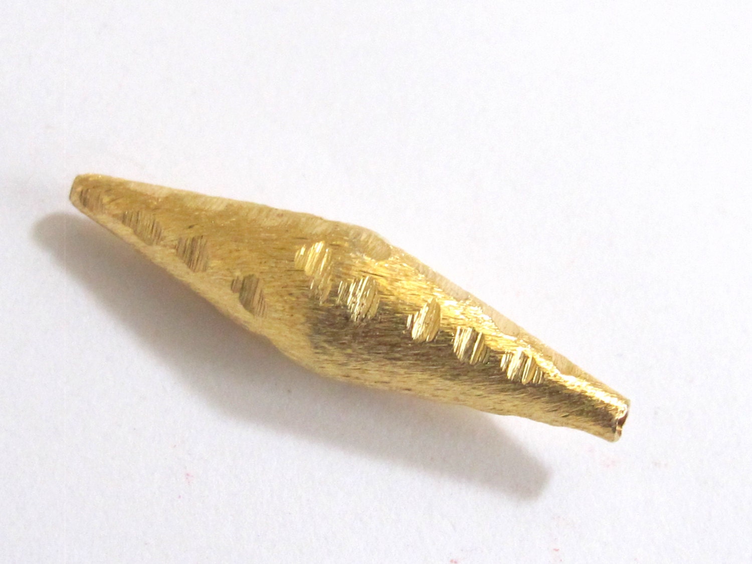 Ethnic Gold color plated long bicone beads - 1 bead - BD562A