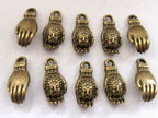 5 pieces- Brass tone Buddha Hand charms - BD443B