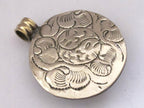 Beautiful dome shape Tibetan silver floral bail reversible design pendant with lapis coral inlay - PM221A