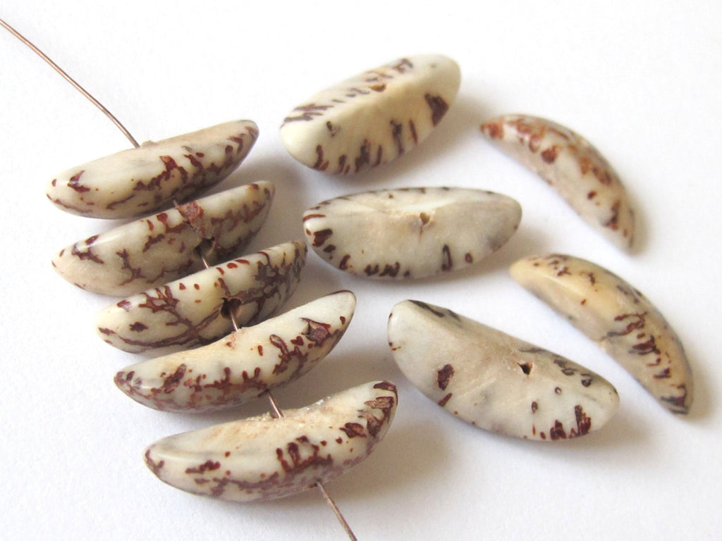 20 BEADS - Natural salwag palmwood seed beads banana shape - BD123