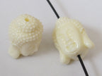 2 BEADS - Cream white resin Dual sided Buddha face pendant bead - BD565B- thick bulky size focal bead