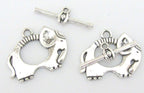 2 clasp sets - Silver tone elephant toggle clasp - BD572