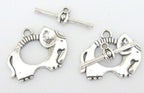 2 clasp sets - Silver tone elephant toggle clasp - BD572