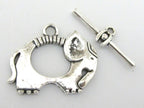 2 clasp sets - Silver tone elephant toggle clasp - BD572