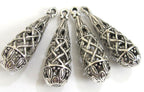 2 Pieces - Antiqued silver color plated teardrop shape metal charm beads - BD573