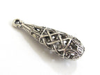 2 Pieces - Antiqued silver color plated teardrop shape metal charm beads - BD573