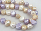 1 Full Strand - Lilac champagne and white color genuine freshwater potato pearls 16 inches - PL023