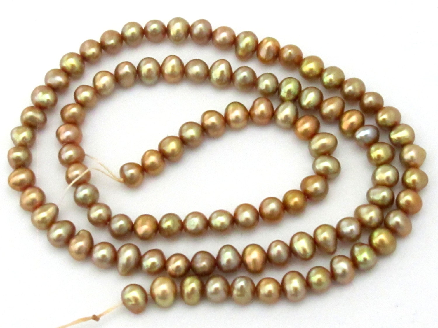 1 Full Strand - Small size Champagne golden genuine freshwater pearls good quality - PL027