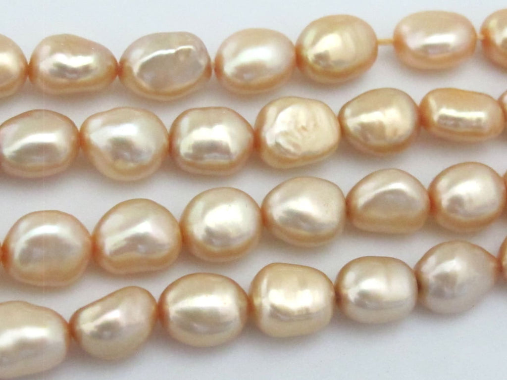20 BEADS - Lustrous champagne color genuine freshwater cultured pearls - PL028