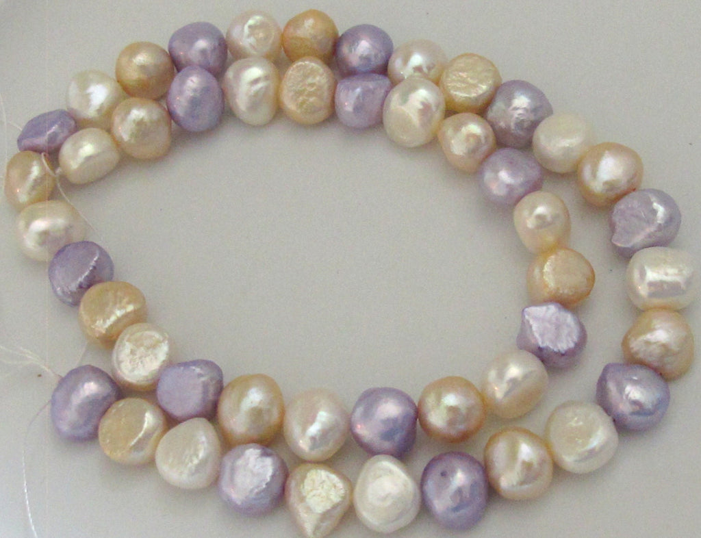 1 Full Strand - Lilac champagne and white color genuine freshwater potato pearls 16 inches - PL023
