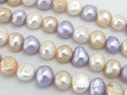 1 Full Strand - Lilac champagne and white color genuine freshwater potato pearls 16 inches - PL023