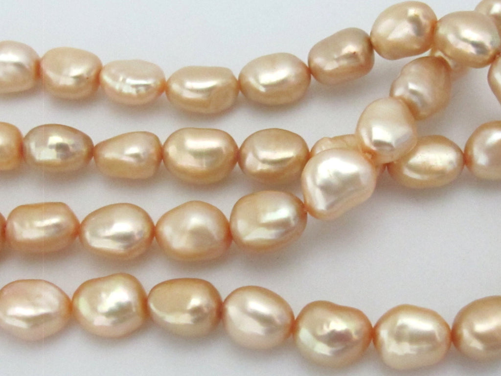 20 BEADS - Lustrous champagne color genuine freshwater cultured pearls - PL028