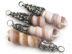Ethnic capped bail turitella shell pendant - 1 piece - SP033D