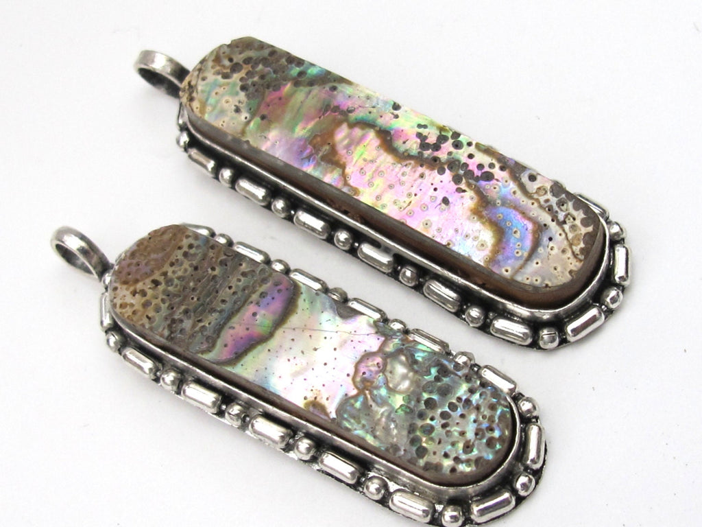 Oblong bar shape Paua abalone Shell inlaid pendant - SP032D