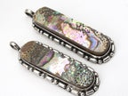 Oblong bar shape Paua abalone Shell inlaid pendant - SP032D