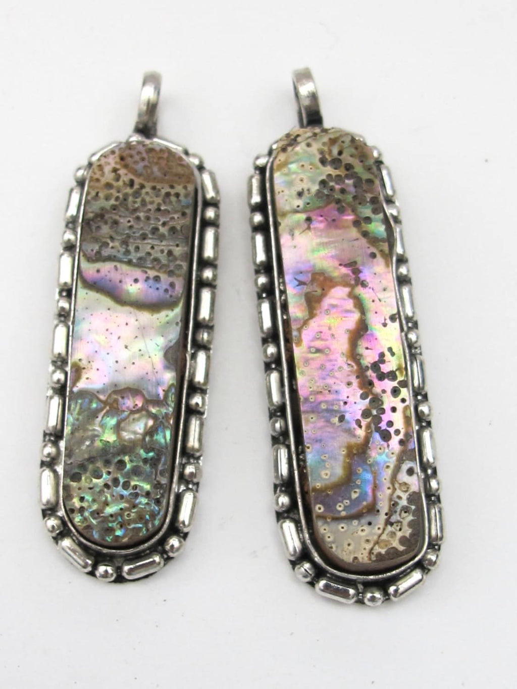 Oblong bar shape Paua abalone Shell inlaid pendant - SP032D