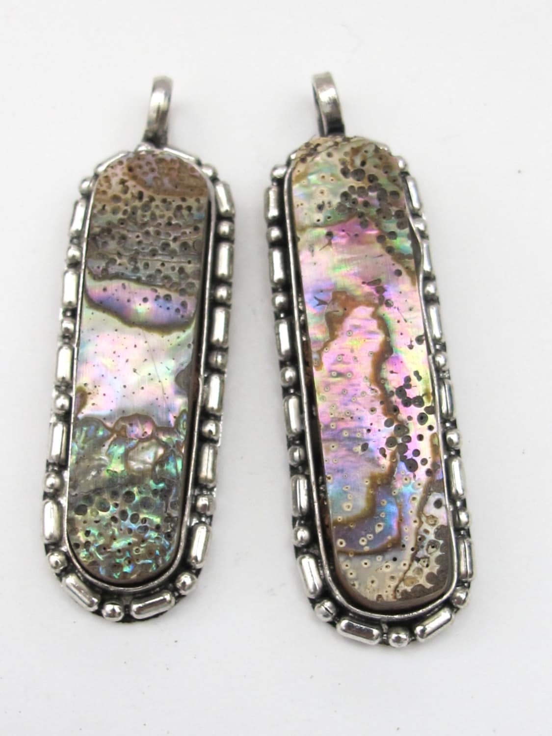 Oblong bar shape Paua abalone Shell inlaid pendant - SP032D