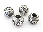 4 BEADS - Antiqued silver retro Peace symbol rondelle shape large hole beads - BD585