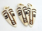 Carved recycled cattle bone color tribal Face pendant arrowhead shape - 1 Pendant - PB076