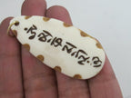 Carved recycled cattle bone Tibetan Om mantra inscribed leaf shape pendant - PB077