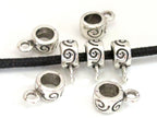 10 Spiral design silver tone plated connector bail beads 7 mm x 12 mm - BD586
