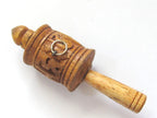 Tibetan Om Mantra carved wooden prayer wheel charm - bag charm, keyring charm PM237