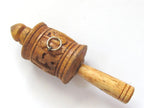 Tibetan Om Mantra carved wooden prayer wheel charm - bag charm, keyring charm PM237