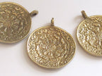 Tibetan Om with calendar timeline wheel Solid Brass pendant 50 mm height x 43 mm wide - CP051 custom design copyright Nepalbeadshop
