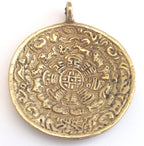 Tibetan Om with calendar timeline wheel Solid Brass pendant 50 mm height x 43 mm wide - CP051 custom design copyright Nepalbeadshop