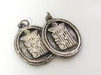 1 Pendant - Buddhist kalachakra mantra pendant in antiqued silver tone finish - CP052