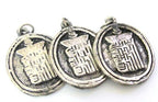 1 Pendant - Buddhist kalachakra mantra pendant in antiqued silver tone finish - CP052