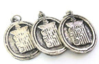 1 Pendant - Buddhist kalachakra mantra pendant in antiqued silver tone finish - CP052