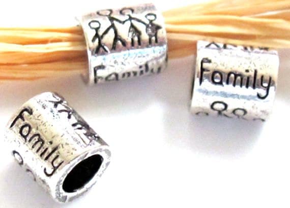 2 Beads - Large hole cylinder tube family bead - BD372