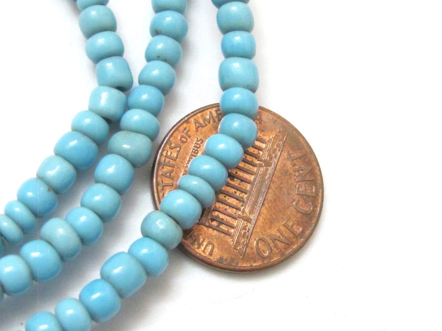 50 BEADS - Xtra small tiny size Ghana blue color african glass beads - AB029