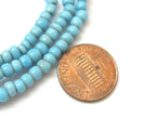 50 BEADS - Xtra small tiny size Ghana blue color african glass beads - AB029