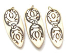 1 Pendant - White color carved spear shape Tibetan Vajra Dorje recycled cattle bone pendant - PB082
