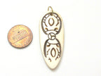1 Pendant - White color carved spear shape Tibetan Vajra Dorje recycled cattle bone pendant - PB082