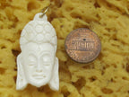 1 Pendant - Carved White cream color carved Buddha face cattle recycled cattle bone pendant - PB083