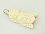 1 Pendant - Carved White cream color carved Buddha face cattle recycled cattle bone pendant - PB083