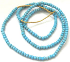50 BEADS - Xtra small tiny size Ghana blue color african glass beads - AB029
