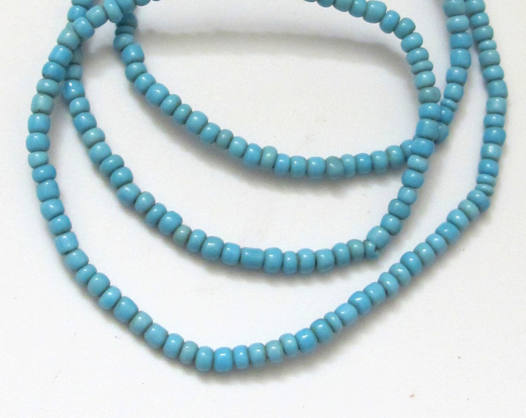 50 BEADS - Xtra small tiny size Ghana blue color african glass beads - AB029