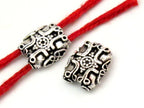 2 BEADS - Sterling silver plated cross design 2 hole rectangular shape beads - BD603A
