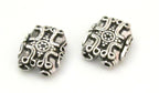 2 BEADS - Sterling silver plated cross design 2 hole rectangular shape beads - BD603A